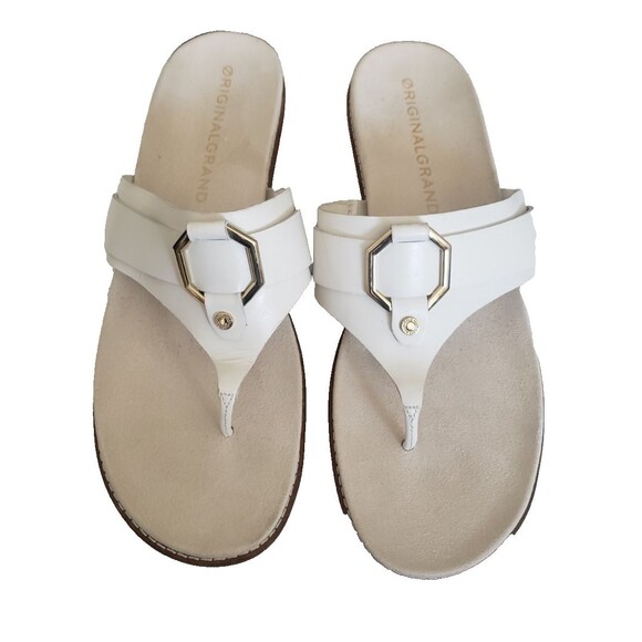 Cole Haan Original Grand Flatform Ivory Leather Thong Sandals  Women's Size 10B - Picture 4 of 11